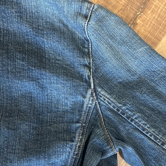 Y2K 2005 Gap Stretch Denim Jacket dual front pocket floral back collar Sz 6 - Picture 9 of 11